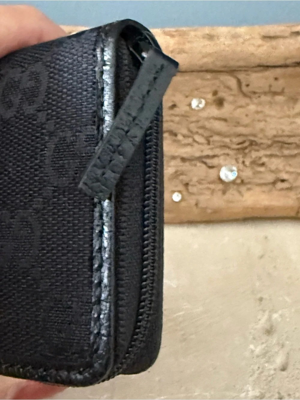 Gucci Black Monogram Zip Around Coin Purse